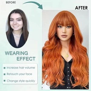 วิกผมยาวแบบลอน ทนความร้อนสูง สำหรับผู้หญิง สีส้ม ทำด้วยเครื่องจักร เปลี่ยนทรง<span class=keywords><strong>ผม</strong></span>ได้ สไตล์ยุโรป อเมริกา <span class=keywords><strong>เกาหลี</strong></span> - Product Image 3