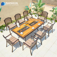 Ensemble table et chaises de jardin en aluminium moulé, finition imperméable, pour villa, jardin, cour, usage de loisirs