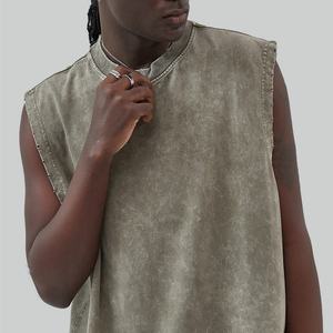 Chaleco sin Mangas para Hombre, Estilo Retro, Lavado Ácido, Batik, Vintage, Desgastado, Hip-hop, Peso Pesado - Product Image 5