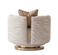 Fauteuil d'Appoint Rembourré de Style Moderne de Luxe en Acier Inoxydable de Base de Fauteuil Pivotant à 360 Degrés pour le Salon Vente en Gros