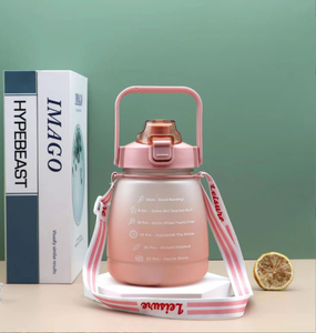 Ventes chaudes tasse en plastique deux couleurs gros ventre couleur Spray dégradé couleur paille tasse en plastique Sports de plein air bouilloire 1200ml - Product Image 4