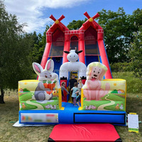 Toboggan Gonflable Sec pour Enfants Thème Animaux de la Ferme