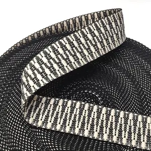 Sangle de sac jacquard en polyester noir/beige, 50mm, tissu polyester à motif forme de V, sangle de sac, offre spéciale