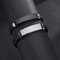 Ensemble de bijoux pour homme SongFu avec logo gravé, 3 pièces : collier, bracelet, bague en acier inoxydable, bracelet en cuir PU noir