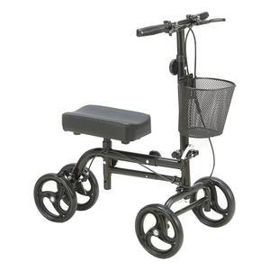 <span class=keywords><strong>Déambulateur</strong></span> à genouillères orientable pour blessures au pied - Trottinette métallique réglable <span class=keywords><strong>avec</strong></span> double frein, panier en tissu amovible et coussin rembourré, capacité 136 kg - Product Image 1