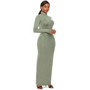 NOUVELLE <span class=keywords><strong>Robe</strong></span> longue à manches longues pour femmes, vente en gros, <span class=keywords><strong>robe</strong></span> <span class=keywords><strong>moulante</strong></span> à col roulé grande taille pour femmes - Product Image 5