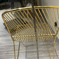 Chaise de salle à manger en fil, coussin avec siège doré, siège de réception pour invités, salle à manger, cuisine, bétoie rouge