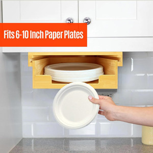 Organizador de almacenamiento de cocina, plato de papel, soporte para debajo del armario, dispensador de plato de papel de bambú montado en la pared con cajón - Product Image 2