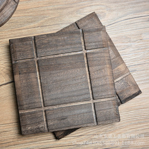 Tapete de cocina de madera maciza estilo dinastía Song, salvamanteles cuadrado de 19x19cm con aislamiento térmico para protección de la mesa - Product Image 1
