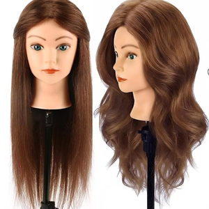 <span class=keywords><strong>Tête</strong></span> de mannequin avec 100% cheveux humains, 18 ''vrais cheveux Cosmétologie Mannequin <span class=keywords><strong>tête</strong></span> de mannequin coiffure pratique - Product Image 1