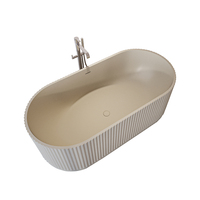 Baignoire autoportante minimaliste en surface solide mate, en résine de pierre, design italien, sans joint, étanche, pour projets d'appartements