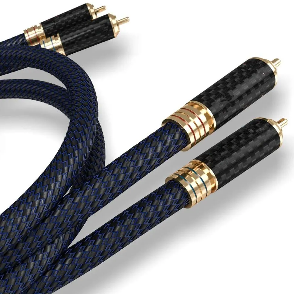 Kabel RCA HI Fi Pasangan Kualitas Tinggi Hifi Audiocrast A70 dengan Kabel Plug RCA Serat Karbon Sama Seperti Cardas Hexlink Golden 5-C Cable