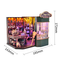 Magic Shop-Casse-tête en bois 3D pour maisons de poupées, certifié CE, recoin de livre d'architecture miniature écologique
