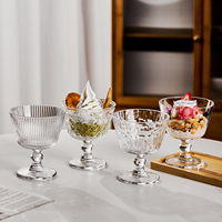 Bol en verre rétro gaufré motif tournesol pour crème glacée, yaourt et petit-déjeuner