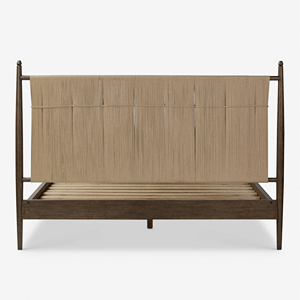Mid-Century Modern Bobbin <b>Bed</b> <b>Frame</b> Bedroom Set with Nightstands & Dresser Solid Wood Upholstered Headboard Furniture Set - Product Image 6
