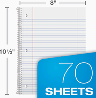 Cahier à spirales format collège, 70 feuilles/140 pages, 8*10,5 pouces, format B5, bloc-notes d'étude pour étudiants avec couverture en papier
