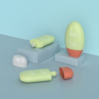 Nouveau design de bouteille de protection solaire ovale de 50ml, emballage de bouteille de protection solaire, emballage de lotion cosmétique en plastique PE, conteneur de bâton de protection solaire