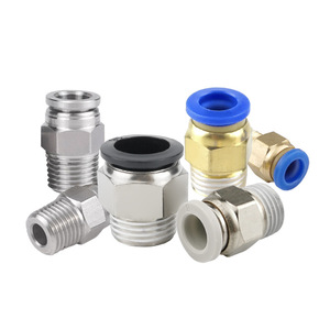 Pneumatic <b>Quick</b> <b>Connector</b> Brass Nickel Plated Stainless Steel PC8 02 Customizable For Air Hose Fittings - Product Image 1