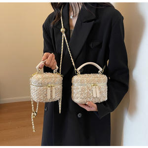 Primavera nueva moda Ins tendencia mujer cuadrado barril bolsa Venta caliente personalidad Tweed ocio señoras hombro bandolera - Product Image 1