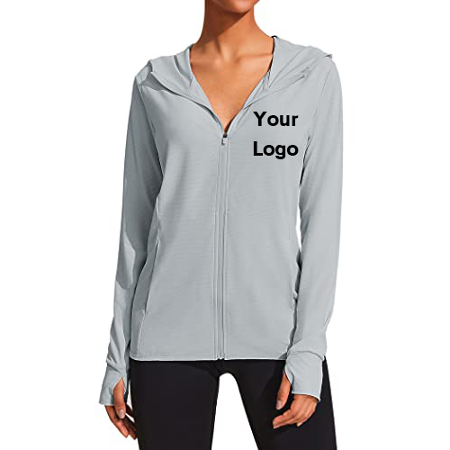 Customized LOGO UPF 50 Sun Protection Hoodie Jackets Full Zip Long Sleeve Active Shirts Outdoor Clothing