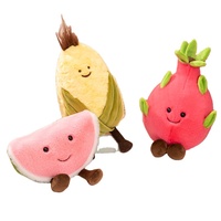 Peluches personnalisables en gros, taille réelle, fruits du dragon, pastèque, maïs, 22 cm, rembourrage en coton PP, jambes souriantes