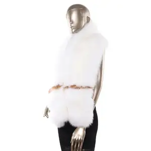 Nouveau design cape en fourrure de renard blanc châle avec hiver moelleux femmes réel long nouvelle écharpe en fourrure épaisse filles foulards en fourrure