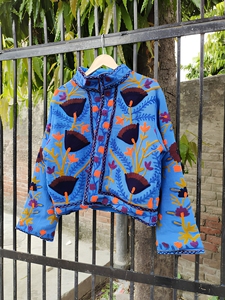 Suzani Printed Woven <b>Quilted</b> Jacket Best Quality Women's Autumn Winter Floral Cotton <b>Single</b> Button - Product Image 5