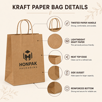 Sac de shopping en papier personnalisé HONPAK avec poignée blanche et impression de logo pour l'emballage des magasins de marque