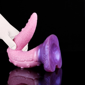 Silicone Fantasy Pink Tongue Anal Plug G-spot Stimulate <b>Dildo</b> Shop With Sucker Bumpy Massage Sex Toys for Men and Women - Product Image 3