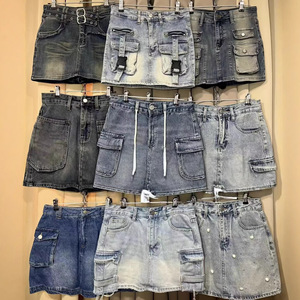 Nouvelle Arrivée 2026 – Mini-<span class=keywords><strong>jupe</strong></span> cargo en jean délavé taille <span class=keywords><strong>haute</strong></span> pour femme, style Y2K multi-poches, idéale pour le streetwear et les tenues décontractées quotidiennes - Product Image 1
