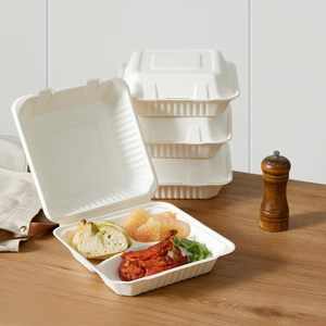 Biologisch abbaubares Zuckerrohr geschirr <span class=keywords><strong>Burger</strong></span> <span class=keywords><strong>Box</strong></span> Einweg-Lebensmittel behälter zum Mitnehmen Verpackung aus kompost ierbarem Bagasse-Zellstoff - Product Image 5
