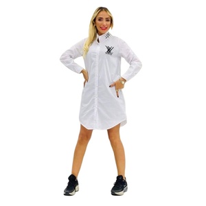 Luxury Brand Women's Clothing Solid Color Simple Embroidered Letter Shirt Dress - Product Image 5