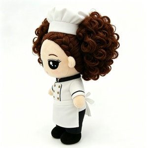 Customized Curly Hair Chef Girl Plush Doll, Cute Female Chef Stuffed Toy with White Uniform & <b>Apron</b>, Anime-Style Chef Ch - Product Image 2
