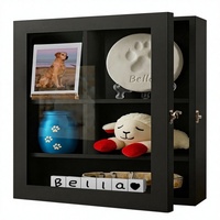 Haustier-Gedenkbox mit Verstellbaren Regalen 12-16 Zoll Kiefernholz Tiefe Vitrine Personalisierter Erinnerungsrahmen für Hunde