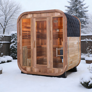 Sauna Tradicional de Vapor para 4-6 Personas, Sauna Cuadrada de Cedro Rojo con Diseño de Patchwork - Product Image 1