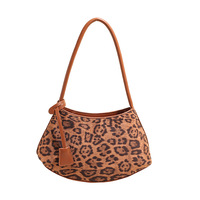 Sac fourre-tout rétro à imprimé léopard en daim, petit sac exclusif pour l'automne, à porter sous le bras, design simple, décontracté, à bandoulière unique