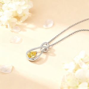 Collana con ciondolo simbolo infinito in argento 925 rodiato da donna con più colori accenti di pera CZ - Product Image 4