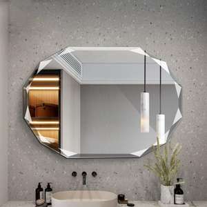 กระจกห้องน้ำทรงเหลี่ยมขอบเพชรแบบใหม่ปี 2026 ขนาด 5 มม. สีเงิน ไม่มีกรอบทองแดง สำหรับอพาร์ทเมนต์และโรงแรม - Product Image 4