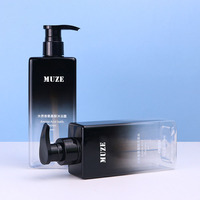 OEM/ODM Bouteille à pompe carrée de grande capacité 400ml 500ml Bouteilles en plastique noir givré pour emballage de shampooing et de lavage corporel