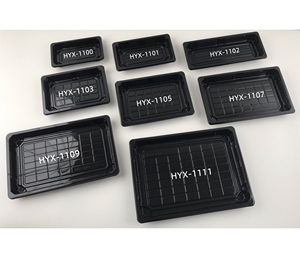 Plastic Sushi Tray Portable Sushi Packaging Box Black HYX-1109 Factory Directly China Food SUSHI Trays Fujian, China PET Cheap