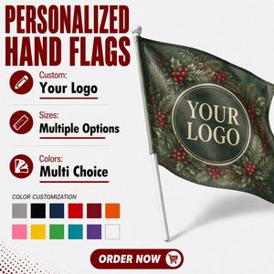 Banderas de mano para recuerdos de fiesta, mini banderines ondeantes al por mayor, logotipo, color, tamaño y patrón personalizados, planes económicos - Product Image 1