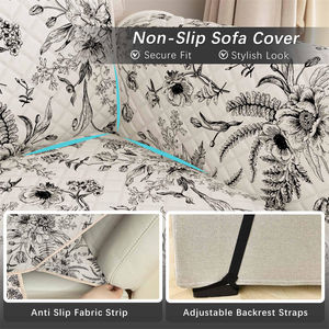 Funda de <span class=keywords><strong>Sofá</strong></span> Floral de 3 Plazas, Antipolvo, Antiderrames, Lavable, Fácil de Colocar, Duradera, para Sala de Estar - Product Image 4