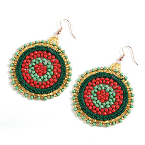 2022 اليد المنسوجة بوهيميا مطرز سبائك متجر <span class=keywords><strong>dreamnet</strong></span> الفضة شخصية الأقراط الأرز الخرز استرخى أقراط الأزرار الإناث بالجملة - Product Image 4