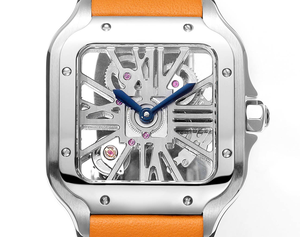 Montre mécanique automatique élégante et tendance avec bracelet en cuir de veau et boîtier en acier inoxydable brossé et poli - Product Image 3