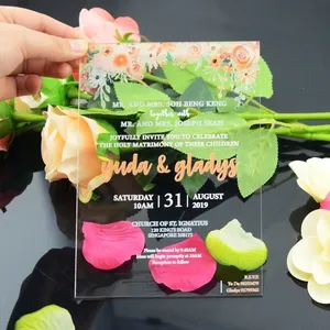 Custom Shape Luxurious Wedding Acrylic Invitation Card Marriage Invitation Card