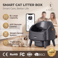 Caixa de Areia Automática para Gatos com Autolimpeza, 8L de Grande Capacidade, Controle por APP, Sensor de Peso, Controle de Odor, ABS para Múltiplos Gatos, Uso Interno