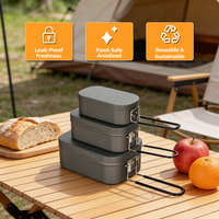 Kit de vaisselle de camping écologique personnalisé avec logo, ensemble de boîtes à repas en aluminium pour la randonnée et l'escalade