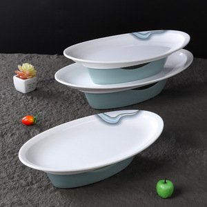 Plato ovalado de imitación de porcelana china estilo hotel, para pescado, con función de calentamiento y conservación del calor, para uso en restaurantes. - Product Image 3