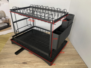 Escurridor de Platos Plegable de 2 Niveles con Bandeja de Drenaje y Organizador de Cubiertos, Ahorra Espacio - Product Image 6