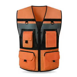 เสื้อกั๊กสะท้อนแสงสีส้มแบบ Hi-Vis มาตรฐาน ANSI Class 1 แห้งเร็ว มีหลายกระเป๋า รับสกรีนโลโก้ ยี่ห้อ YS สินค้าขายส่ง - Product Image 3